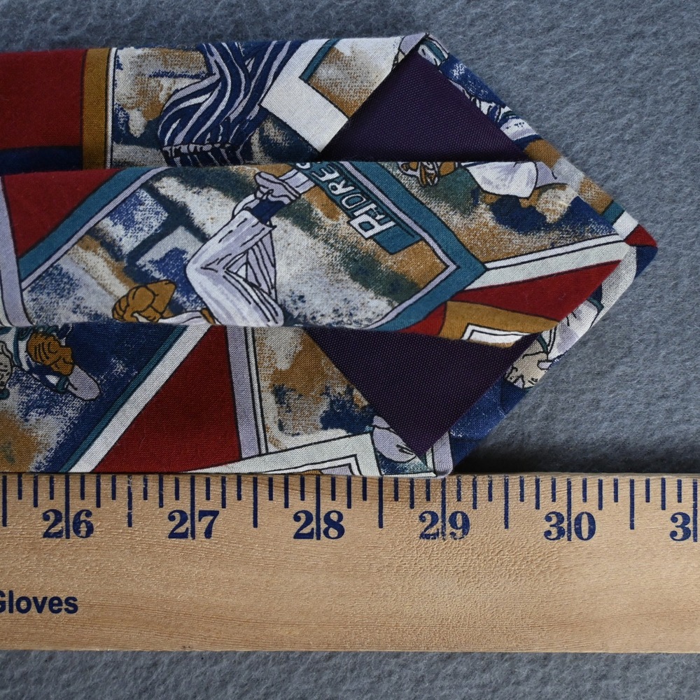 Lands End Mens Vintage Baseball Card Collage Necktie OS Multicolor Cotton - Picture 8 of 8